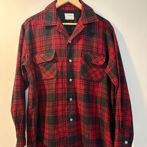 Red and Black Plaid Button-Up Shirt